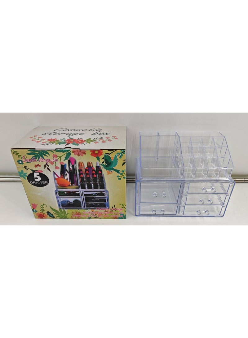 DubaiGallery Clear Makeup Organizer Box with Drawer Storage Durable clear acrylic cosmetic box designed for easy access and visibility, ideal for organizing cosmetics, brushes, nail products, perfumes, and daily beauty essentials at home or salon. - Image 4
